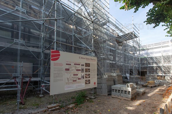 Rouen (Seine Maritime), restoration site of the Saint-Maclou churchyard (church)