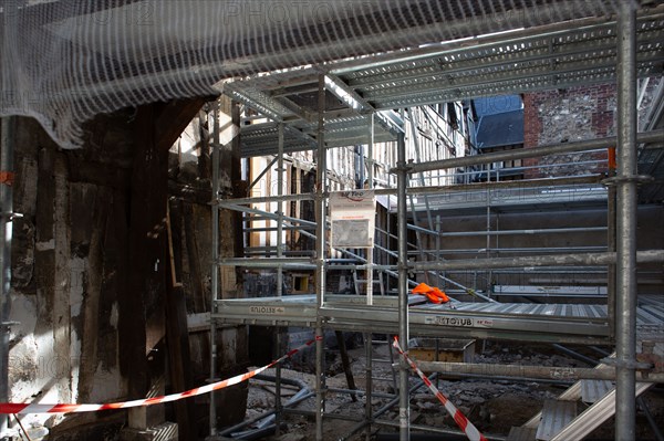 Rouen (Seine Maritime), restoration site of the Saint-Maclou churchyard (church)