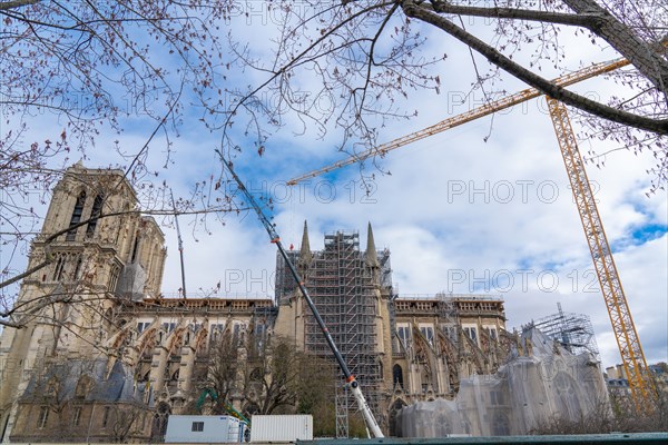 Cathédrale Notre-Dame de Paris, one year after the fire on the evening of 15 April 2019