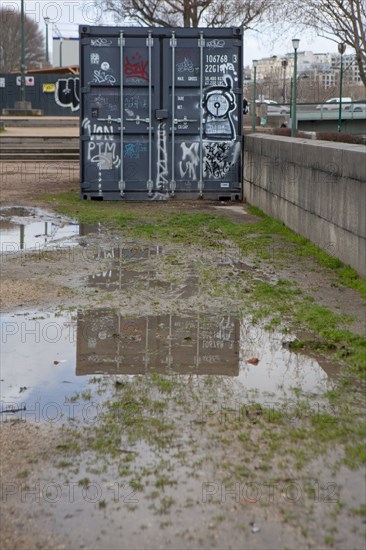 Paris, container near the quays of the Seine river