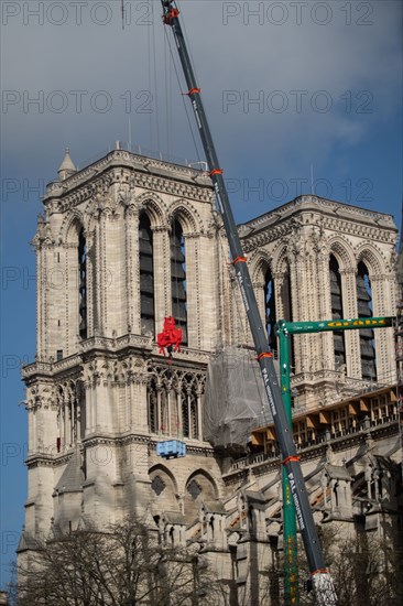 Cathédrale Notre-Dame de Paris, one year after the fire on the evening of 15 April 2019