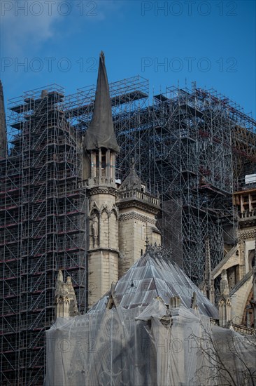 Cathédrale Notre-Dame de Paris, one year after the fire on the evening of 15 April 2019