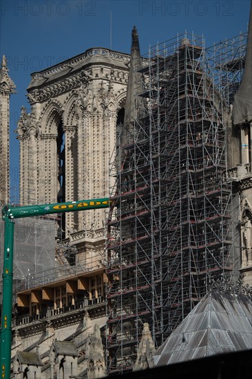 Cathédrale Notre-Dame de Paris, one year after the fire on the evening of 15 April 2019