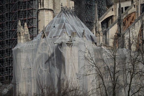 Cathédrale Notre-Dame de Paris, one year after the fire on the evening of 15 April 2019