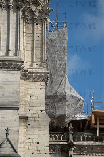 Cathédrale Notre-Dame de Paris, one year after the fire on the evening of 15 April 2019