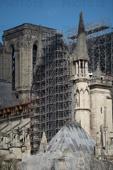 Cathédrale Notre-Dame de Paris, one year after the fire on the evening of 15 April 2019