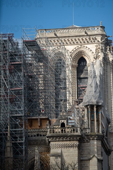 Cathédrale Notre-Dame de Paris, one year after the fire on the evening of 15 April 2019