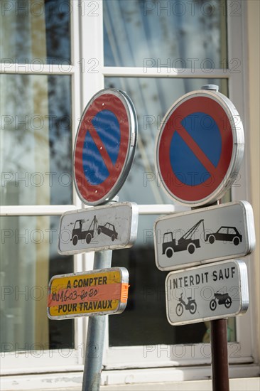 Paris, no parking signs during renovation work