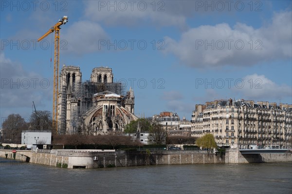 Cathédrale Notre-Dame de Paris, one year after the fire on the evening of 15 April 2019