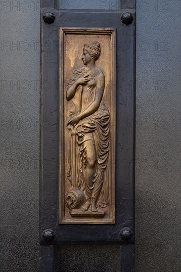 Paris, detail of a decorative motif on a building located rue Campagne Première