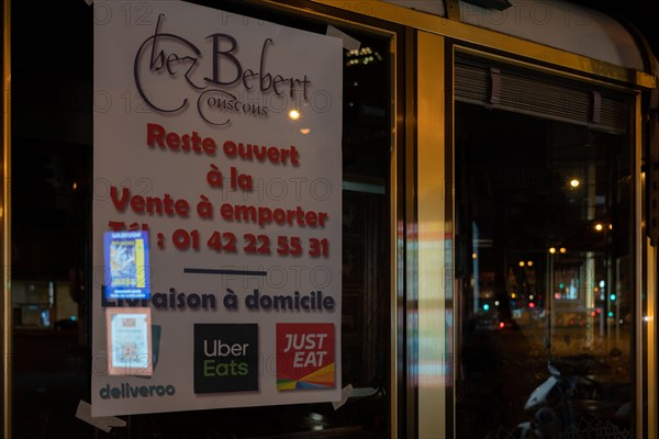 Paris, restaurant fermé pour cause d’épidémie de coronavirus