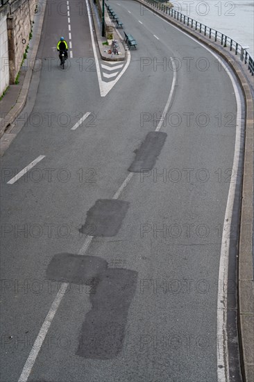 Paris, empty Seine river banks during the coronavirus outbreak, nobody