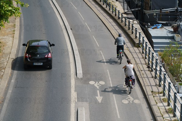 Paris, express roadway along the Seine river