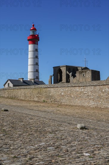 Abbey and lighthouse on the pointe Saint-Mathieu, North tip of Finistère