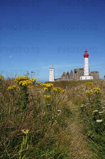 Abbey and lighthouse on the pointe Saint-Mathieu, North tip of Finistère