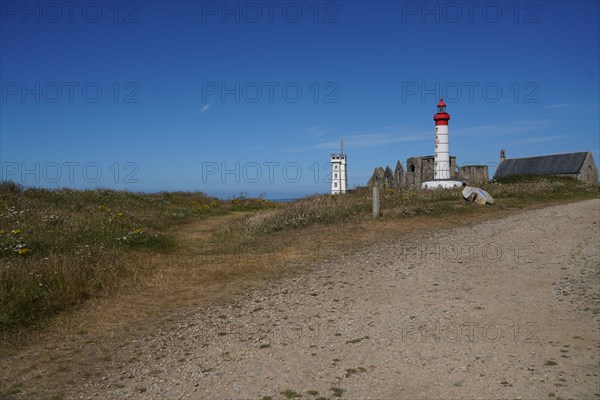 Abbey and lighthouse on the pointe Saint-Mathieu, North tip of Finistère