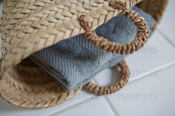 Napkin in a small wicker basket