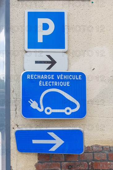 Luneray, car park with vehicle charging