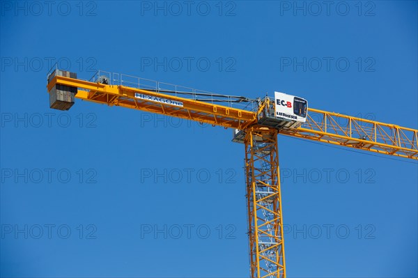 Construction cranes in the J. Chirac park in Rueil Malmaison
