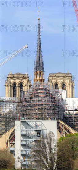 Paris, pose de la nouvelle flèche de Notre-Dame de Paris