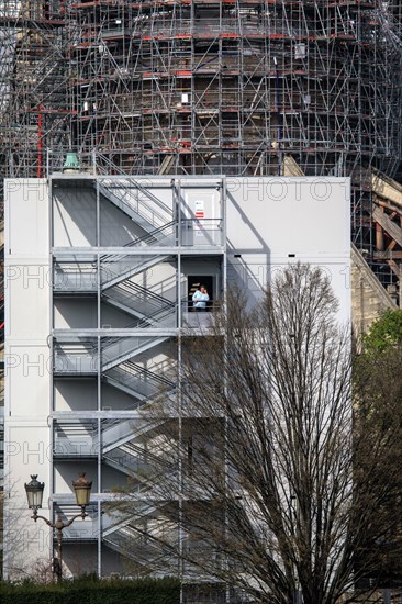 Paris, pose de la nouvelle flèche de Notre-Dame de Paris