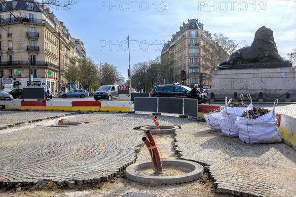 Paris, roadworks in preparation for the 2024 Olympic Games in Paris