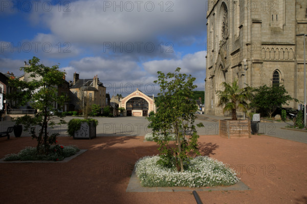 france, région Normandie, Orne, Flers, plave de Dr Vayssières, halle du marché,