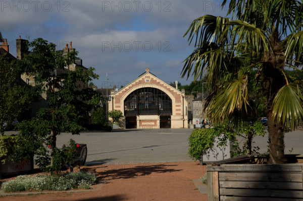 france, région Normandie, Orne, Flers, plave de Dr Vayssières, halle du marché,
