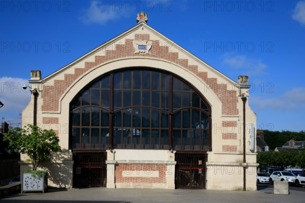 france, région Normandie, Orne, Flers, plave de Dr Vayssières, halle du marché,