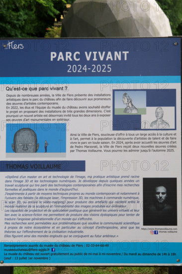 france, région Normandie, Orne, Flers, parc du chateau-musée, ancien hotel de ville, EXPOSITION pARC vIVANT? artiste Thomas Voillaume  (possibles droits d'auteur)