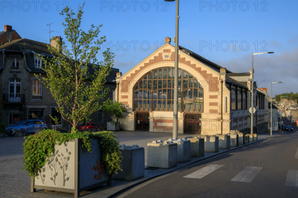 france, région Normandie, Orne, Flers, plave de Dr Vayssières, halle du marché,