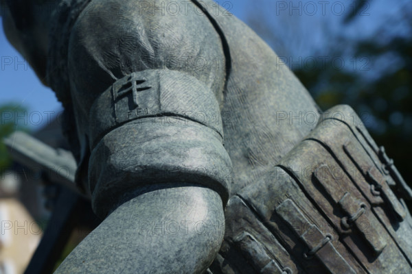 france, region Normandie, Manche, cotentin, Sainte-Marie du Mont, monument aux francais resistants,