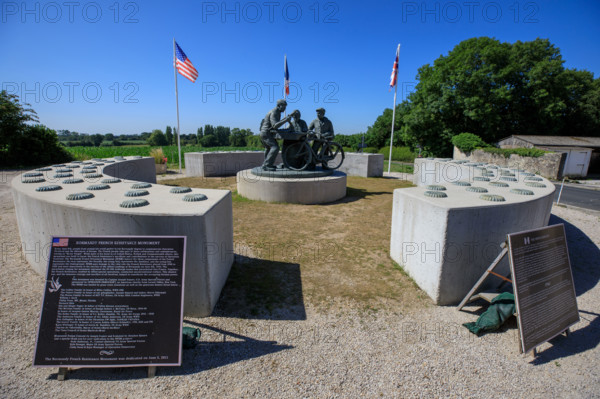 france, region Normandie, Manche, cotentin, Sainte-Marie du Mont, monument aux francais resistants,