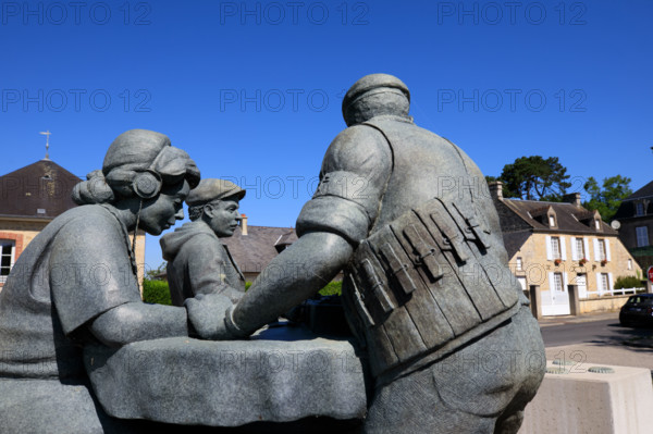 france, region Normandie, Manche, cotentin, Sainte-Marie du Mont, monument aux francais resistants,