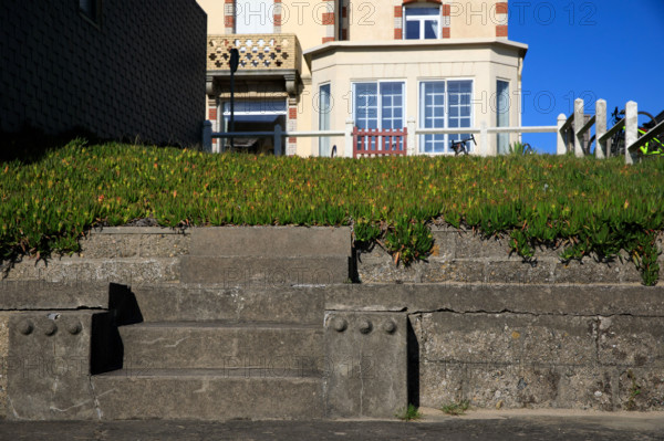 france, region Normandie, Manche, cotentin, Agon coutainville,  plage, promenade de Chausey,