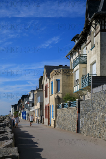 france, region Normandie, Manche, cotentin, Agon coutainville,  plage, promenade de Chausey,