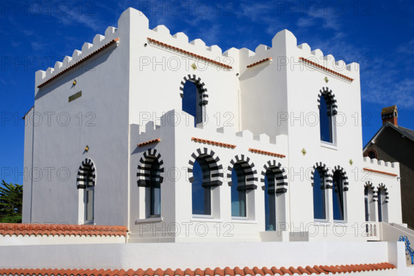 france, region Normandie, Manche, cotentin, Agon coutainville,  "Villa Sans Gène", villa mauresque de la din du 19e siècle