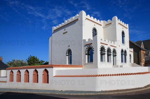 france, region Normandie, Manche, cotentin, Agon coutainville,  "Villa Sans Gène", villa mauresque de la din du 19e siècle