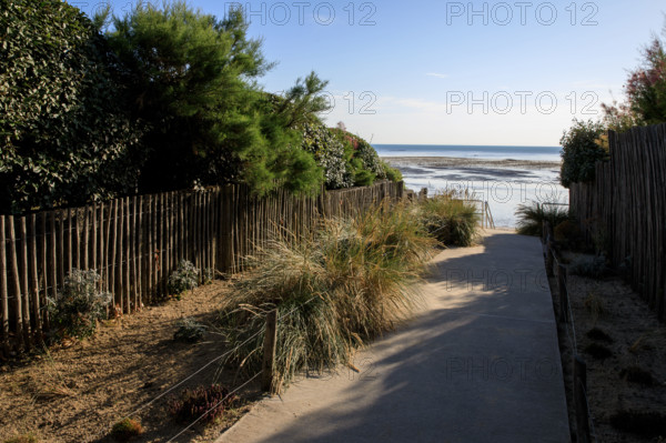 France, region Normandie, Manche, cotentin, Agon coutainville,  plage, rue dramad derriere la promenade de Chausey,