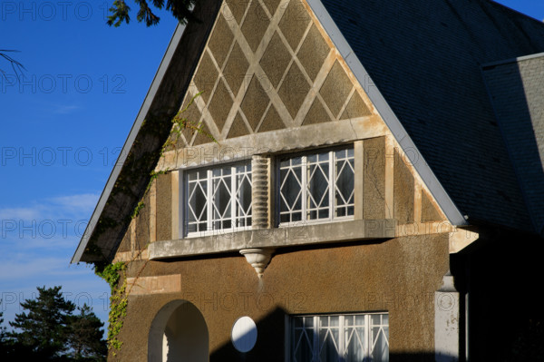 France, region Normandie, Manche, cotentin, Agon coutainville,  plage, rue dramad derriere la promenade de Chausey,
