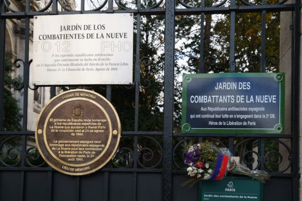 france, région Ile de France, Paris 4e arrondissement, place de l'hotel de ville jardin des combattants de la nueve