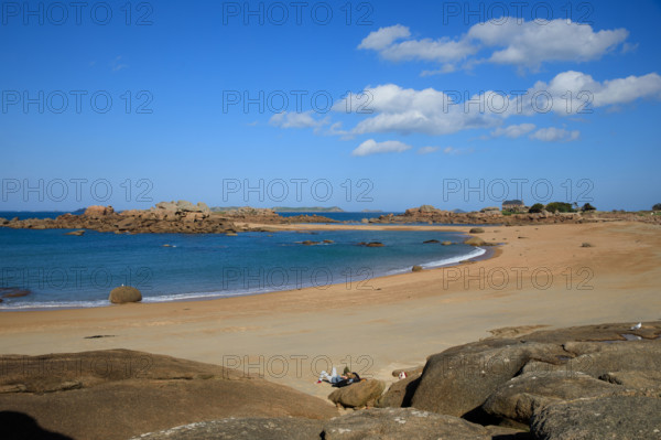 france, région Bretagne, Côtes d'Armor, côte de granit rose, Trégastel,, presqu'ile Renote,