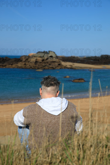 france, région Bretagne, Côtes d'Armor, côte de granit rose, Trégastel,, presqu'ile Renote,