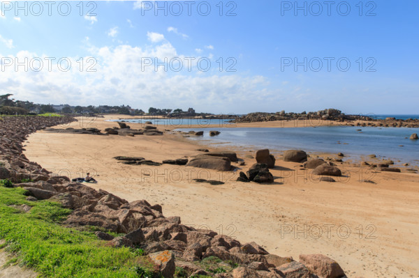 france, région Bretagne, Côtes d'Armor, côte de granit rose, Trégastel,, presqu'ile Renote,
