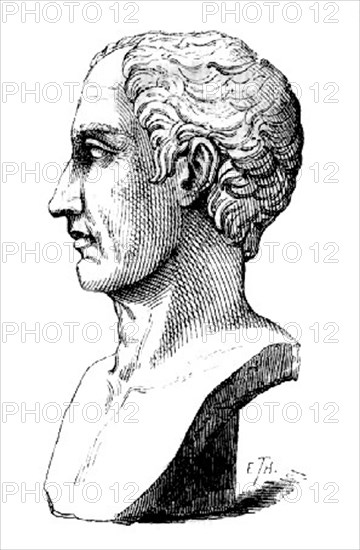 Jules César -  Gravure d'après un marbre du musée de Naples -