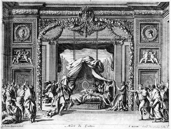 Mort de Caton l'Ancien (-234/-149) - Gravure du XVII° siècle -