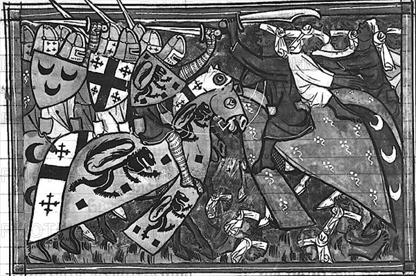 1337. Bataille entre Chrétiens et Sarrasins.