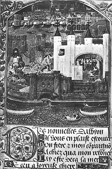 Miniature of the Tower of London from a manuscript of poems by Charles of Orleans