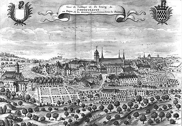 Vue de l'abbaye de Fontevrault en 1699.
