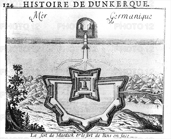 Dunkerque - Le fort de Mardick et le fort de Bois en face -
